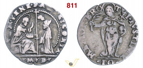 VENEZIA - PASQUALE CICOGNA (1585-1595) 10 Soldi o sedicesimo di Giustina maggiore, sigle M D Paolucci 7 Ag g 2,13 mm 21 • Ex Ranieri 4, n. 1507 q.BB