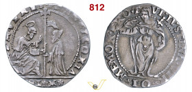 VENEZIA - PASQUALE CICOGNA (1585-1595) 10 Soldi o sedicesimo di Giustina maggiore, sigle I M Paolucci 7 Ag g 2,05 mm 21 q.BB