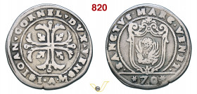 VENEZIA - GIOVANNI I CORNER (1625-1629) Mezzo Scudo della croce da 70 Soldi, sigle I A M Paolucci 10 Ag g 15,03 mm 36 R MB÷BB