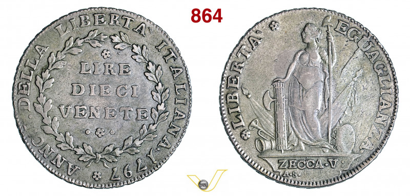 VENEZIA - MUNICIPALITA' PROVVISORIA (1797-1798) 10 Lire venete 1797 con Zecca V....