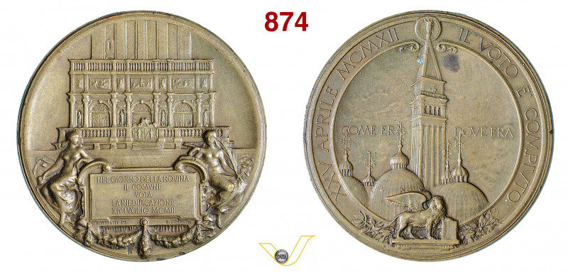 VENEZIA - REGNANDO VITTORIO EMANUELE III (1900-1946) Medaglia 1912 per la ricost...