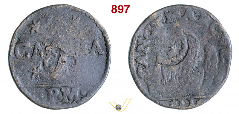 VENEZIA - Gazzetta da 2 Soldi per Candia Paolucci 884 Cu g 5,72 mm 27 RR • Contr...