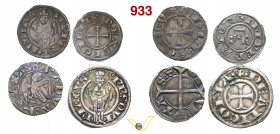 (§) 4 monete medievali: Padova, Ulrico, Grosso aquilino - Ancona, Grosso agontano - Ascoli, Mezzo Grosso agontano, Messina, Federico II, Denaro BB o m...