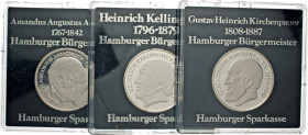 HAMBURG - LÜBECK - SCHLESWIG-HOLSTEIN
HAMBURGISCHE MEDAILLEN DES 17. BIS 21. JAHRHUNDERTS
Satz von sieben Feinsilbermedaillen auf Bürgermeister der ...