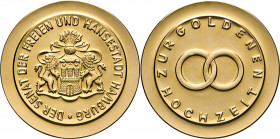 HAMBURG - LÜBECK - SCHLESWIG-HOLSTEIN
HAMBURGISCHE MEDAILLEN DES 17. BIS 21. JAHRHUNDERTS
EHE-JUBILÄUMSMEDAILLEN DES SENATS
Goldbronze nach 1945. U...