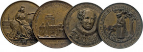 HAMBURG - LÜBECK - SCHLESWIG-HOLSTEIN
Lots Hamburgischer Medaillen
Vier Bronzemedaillen: Neue Börse 1841. Brand der Nikolaikirche 1842 (ss-vz). Bgms...