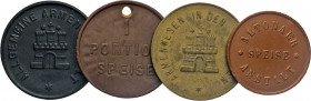 HAMBURG - LÜBECK - SCHLESWIG-HOLSTEIN
MARKEN UND ZEICHEN
Allg. Armen-Anstalt. Bakelit oder Hartgummi-Wertmarken (nach 1900). Für 1 PORTION SPEISE mi...