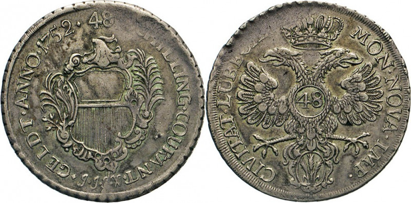 HAMBURG - LÜBECK - SCHLESWIG-HOLSTEIN
LÜBECK
Kuranttaler zu 48 Schilling 1752 ...