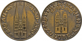 HAMBURG - LÜBECK - SCHLESWIG-HOLSTEIN
LÜBECK
Bronze-Spendenmedaille o.J. (1948 v. B. Fendrich, Hamburgische Münze, Burgpunze) für den Wiederaufbau d...