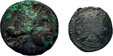 ANTIKE WELT
Griechen
Kassander, 319–297. Bronze 16 mm. Drei makedonische Schil...