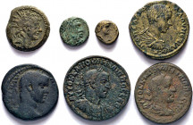 ANTIKE WELT
Griechen
Sieben verschiedene Klein-Bronzen. Makedonische Könige 294-288 v.Chr. AE 11 und 13mm. Syrien, Alexander II. AE 19 mm. Griechen ...
