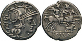 ANTIKE WELT
Römische Republik
C. Antestius. Denar, 146, Rom. Romabüste mit Flügelhelm, links C.ATESTI, rechts 5, unterhalb des Kinns Wertzeichen X (...