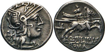 ANTIKE WELT
Römische Republik
Q. Marcius Philippus. Denar, 129, Rom. Romabüste...