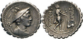 ANTIKE WELT
Römische Republik
C. Mamilius Limetanus C.f. Denar, 82, Rom. Merkurbüste mit geflügeltem Petasus. Rs. Odysseus mit Wanderstab und seinem...