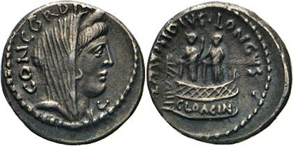 ANTIKE WELT
Römische Republik
L. Mussidius Longus. Denar, 42, Rom. Verschleier...