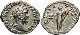 ANTIKE WELT
Römisches Reich
Denar, AEQVITATIAVGG. Aequitas mit Waage und Füllhorn n.l. stehend. Kampm. 49.37. 3,36 g.
ss-vz