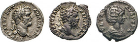 ANTIKE WELT
Römisches Reich
Denar PMTR P II COS II PP, Minerva n.l. stehend. Kampm. 49.130.3. Und Denar, RESTITVTOR, Severus n.l. opfernd.Kampm,. 49...