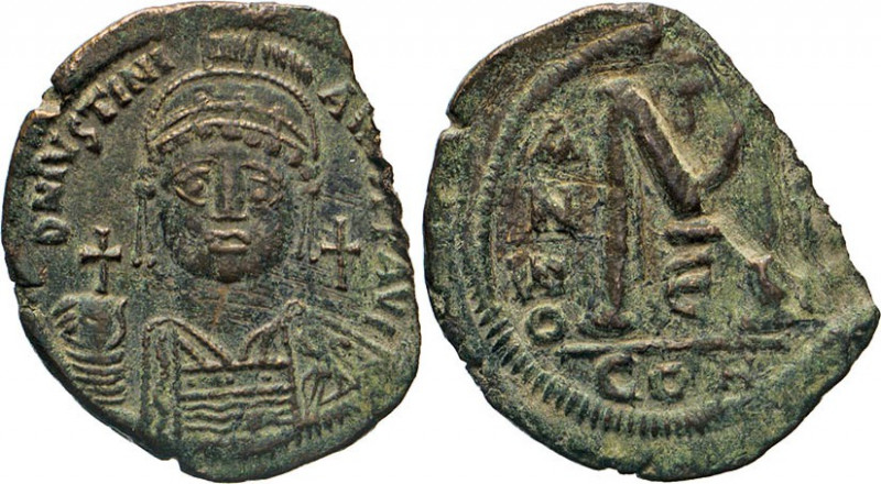 ANTIKE WELT
BYZANZ
Justinianus, 527–565. Follis (Jahr abgeschnitten), Konstant...