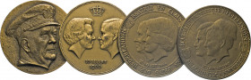 MEDAILLEN und PLAKETTEN
AUSLÄNDISCHE MEDAILLEN
NIEDERLANDE
Vier Bronzemedaillen 1962-1967: Tod von Admiral C.E.L. Helfrich, 1886-1962. Hochzeit Kön...