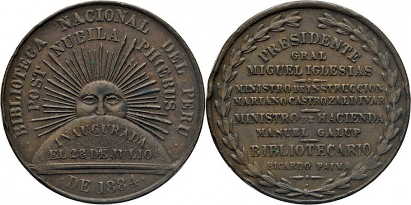 MEDAILLEN und PLAKETTEN
AUSLÄNDISCHE MEDAILLEN
PERU.
Bronzemedaille 1884 auf ...