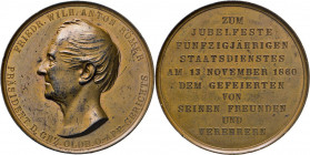 MEDAILLEN und PLAKETTEN
DEUTSCHE MEDAILLEN
OLDENBURG.
Bronzemedaille 1860 (v. Koelbel) a.d. 50-jähr. Dienstjubiläum des Präsidenten am Großherz. Ol...