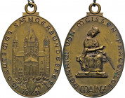 MEDAILLEN und PLAKETTEN
STÄDTEMEDAILLEN
Mainz. Tragbare ovale Bronzemedaille 1951 auf das 13. Deutsche Sängerbundfest. Dom. Rs. Sitzender Heinrich v...