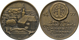 MEDAILLEN und PLAKETTEN
STÄDTEMEDAILLEN
Tübingen. Bronzemedaille 1927 (v. Mayer & Wilhelm)a.d. 450-Jahrfeier der Eberhard-Karls-Universität. Innenst...