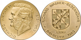 MEDAILLEN und PLAKETTEN
PERSONEN-MEDAILLEN
Wagner, Richard, (*1813 †1883). Deutscher Komponist. Goldbronzemedaille 1963 (v. Hofstätter, Bonn Nr. 127...