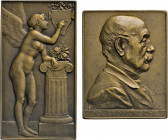 MEDAILLEN und PLAKETTEN
THEMEN-MEDAILLEN
FRANKREICH. Bronzeplakette o.J. (v. E. Mouchon). Souvenir der Pariser Münze. Nackter weibl. Genius an einer...