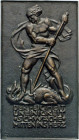 MEDAILLEN und PLAKETTEN
THEMEN-MEDAILLEN
Einseitige Eisen(?)-Plakette o.J. (v. Moshage). Drachentöter St. Georg. DER FEIGHEIT UNEINIG­ KEIT-SCHWÄCHE...