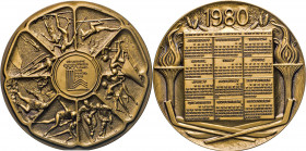 MEDAILLEN und PLAKETTEN
THEMEN-MEDAILLEN
Bronze-Kalendermedaille 1980 (v. Marcel Jovine für Sporrong) a.d. XIII. Olymp. Winterspiele in Lake Placid....