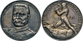 MEDAILLEN und PLAKETTEN
WELTKRIEGSMEDAILLEN
Silbermedaille 1914 (v. A. Hummel für Lauer, Silber 990). „zur Befreiung Ostpreussens“. Brustbild von Ge...