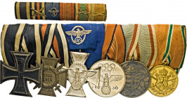 ORDEN • EHRENZEICHEN • MILITARIA
Ordensschnalle mit drei Auszeichnungen: Eisernes Kreuz 2. Klasse 1813-1914; Ehrenkreuz des Weltkrieges für Frontkämp...