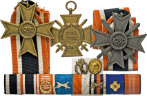 ORDEN • EHRENZEICHEN • MILITARIA
1933-1945. Bronze-Verdienstkreuz 2. Kl. Ohne Schwerter, dsgl. mit Schwertern in Kriegsmetall. Dazu Stoffschnalle mit...