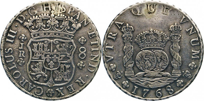 AUSLÄNDISCHE MÜNZEN
BOLIVIEN
Carlos III., 1759–1788. 8 Reales 1768 JR-PTS Mono...