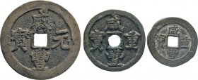 AUSLÄNDISCHE MÜNZEN
CHINA
Dsgl. 10, 50 und 100 Cash o.D. (1851-1861) mit anderen Durchmessern. 33, 41 u. 53 mm. 3 Stück
fss