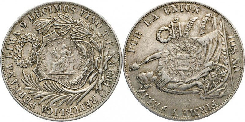 AUSLÄNDISCHE MÜNZEN
GUATEMALA
Runder Gegenstempel „Guatemala ½ Real/1894“ auf ...