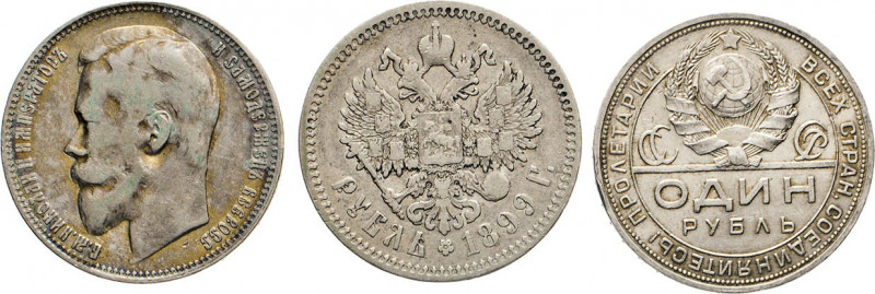 AUSLÄNDISCHE MÜNZEN
RUSSLAND
Nikolaus II., 1894–1917. Rubel 1899 (2) und UdSSR...