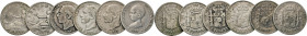 AUSLÄNDISCHE MÜNZEN
SPANIEN
Lot von 12 Silbermünzen zu 2 Pesetas 1870 (3), 1881, 1882 (6), 1883 u 1892. KM 654 DE-M(3), 678 MS-(8), 692 P.GM (1). Zu...