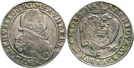 AUSLÄNDISCHE MÜNZEN
RÖMISCH-DEUTSCHES REICH
Rudolf II., 1576–1612. Reichstaler 1605, Mzz. Hahn, Wien. Barhäuptiges Brustbild mit Mühlen­ kragen in d...
