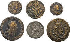 AUSLÄNDISCHE MÜNZEN
LOTS ausländischer Münzen
POLEN/SACHSEN. Lot von fünf Cu-Kleingeld 1664-1812: Schilling 1664 u. 1752 (zz. I oder 2, Guben). Kahn...