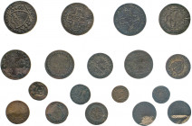 AUSLÄNDISCHE MÜNZEN
LOTS ausländischer Münzen
Lot von 18 Kupfer/Billon-Kleingeld verschiedener Kantone, ca. 1804-1843. Batzen, Rappen, Sole, Kreuzer...
