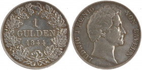 DEUTSCHE MÜNZEN VOR 1871
BAYERN
1 Gulden 1844, München. AKS 78. J. 62. 
ss