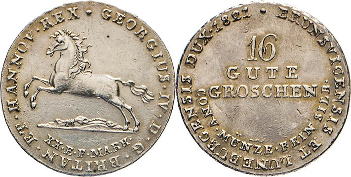 DEUTSCHE MÜNZEN VOR 1871
BRAUNSCHWEIGISCHE LANDE
Georg IV., 1820–1830. 16 Gute...
