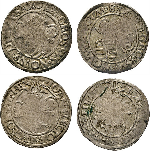 DEUTSCHE MÜNZEN VOR 1871
SACHSEN
Johann und Georg, 1525–1528. Zinsgroschen o.J...