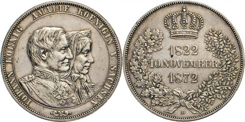 DEUTSCHE MÜNZEN VOR 1871
SACHSEN
Vereins-Doppeltaler 1872 B. Auf die Goldene H...