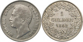 DEUTSCHE MÜNZEN VOR 1871
WÜRTTEMBERG
Wilhelm I., 1816–1864. 1 Gulden 1842, Stuttgart. AKS 85. J. 70. 
ss+