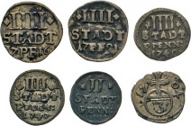DEUTSCHE MÜNZEN VOR 1871
LOTS ALTDEUTSCHER MÜNZEN
HILDESHEIM. Billon IIII Stadtpf. 1716 u. 1721. Jetzt kleinere Schrötlinge: IIII Stadtpf. 1740 (2 v...
