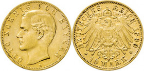 DEUTSCHE MÜNZEN NACH 1871
GOLDMÜNZEN des DEUTSCHEN KAISERREICHS
BAYERN, Königreich
Otto, 1886–1913. 10 Mark 1890 D. J. 199.
ss
