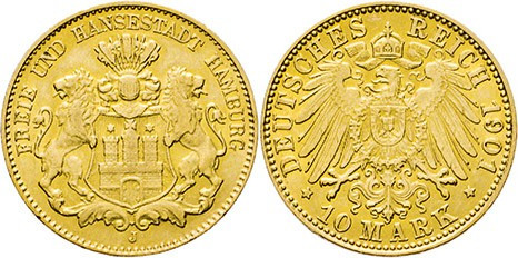 DEUTSCHE MÜNZEN NACH 1871
GOLDMÜNZEN des DEUTSCHEN KAISERREICHS
HAMBURG, Freie...